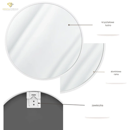 Round mirror in a white frame 50cm