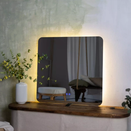 Lustro podświetlane LED kwadratowe zaokrąglone 120cm trzy barwy dotykowe