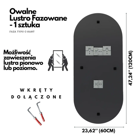 Lustro owal fazowane C-kant 120cm x 60cm