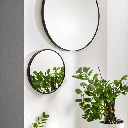 Lustro okrągłe w ramie czarne 110cm